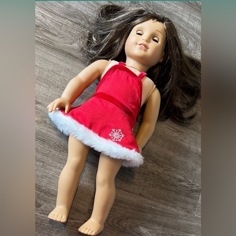 AMERICAN GIRL DOLL Brunette with Red Holiday Dress Doll - RETIRED